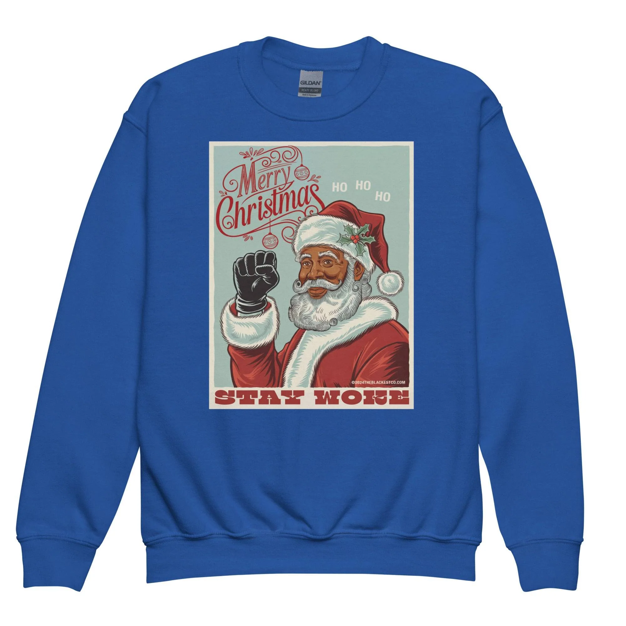YOUTH Black Santa Stay Woke Crewneck Sweatshirt - Image 8
