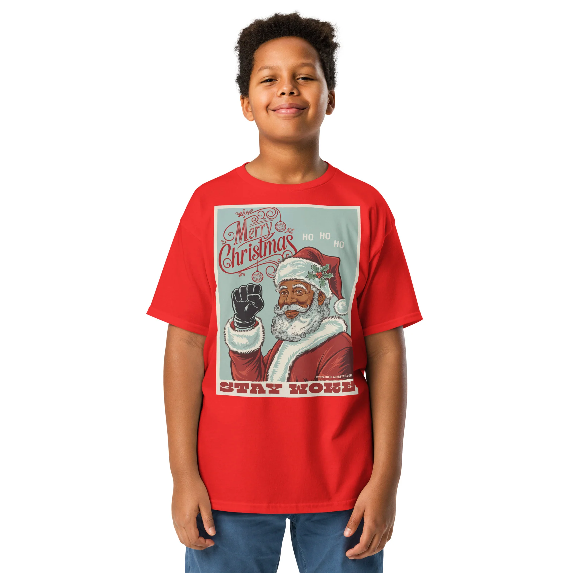 YOUTH Black Santa Stay Woke T-Shirt - Image 2