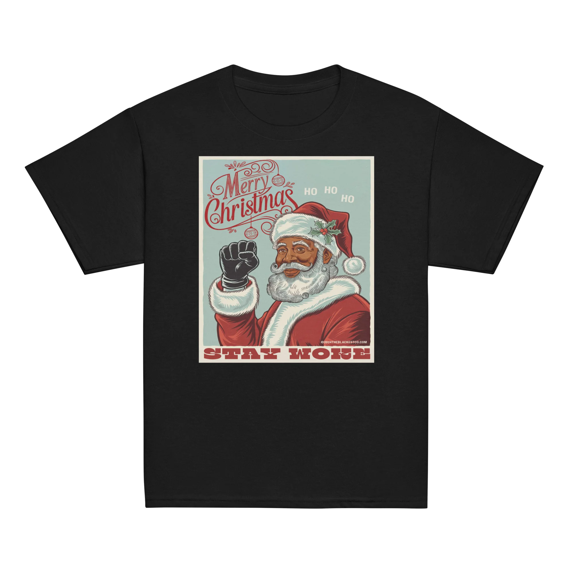 YOUTH Black Santa Stay Woke T-Shirt - Image 4