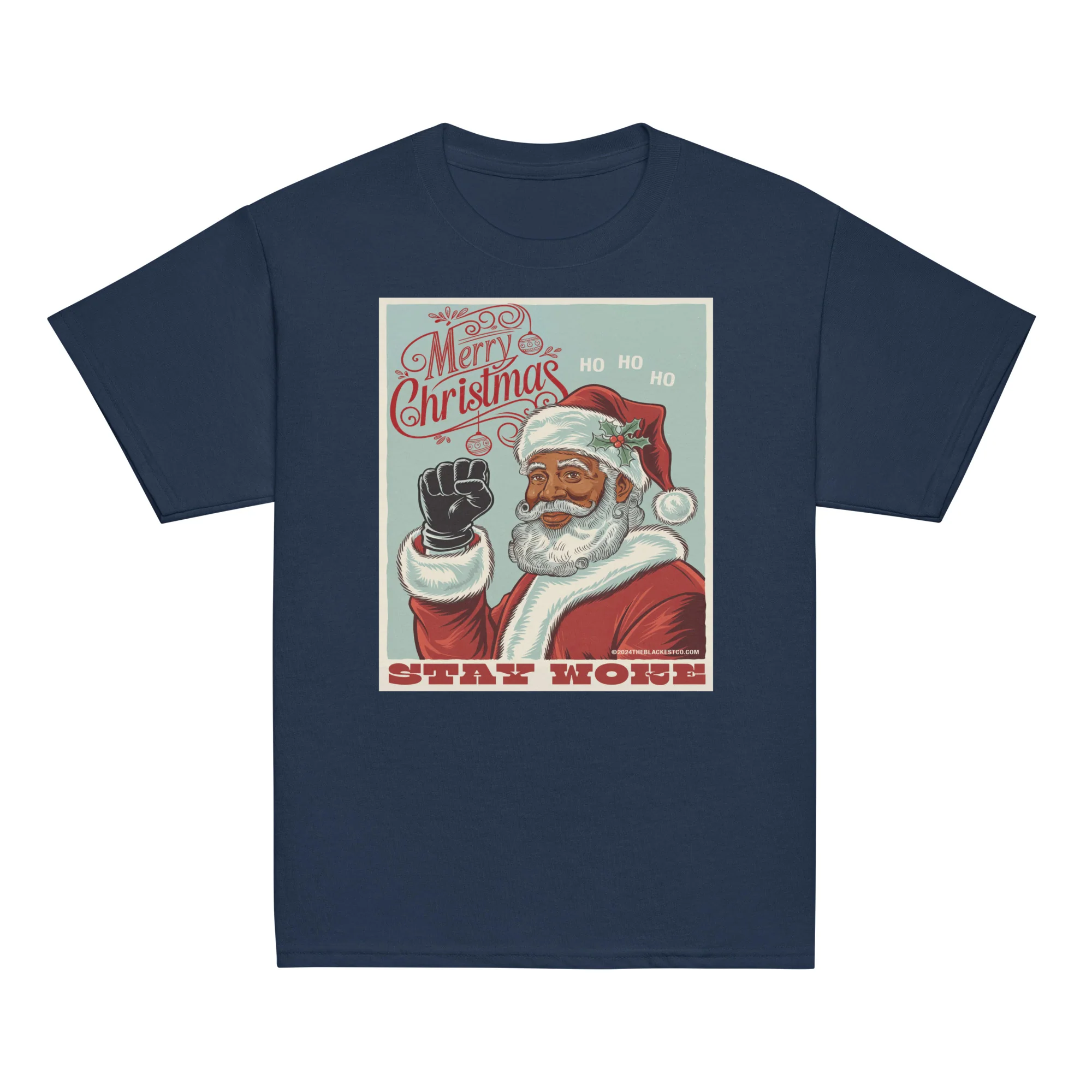 YOUTH Black Santa Stay Woke T-Shirt - Image 5