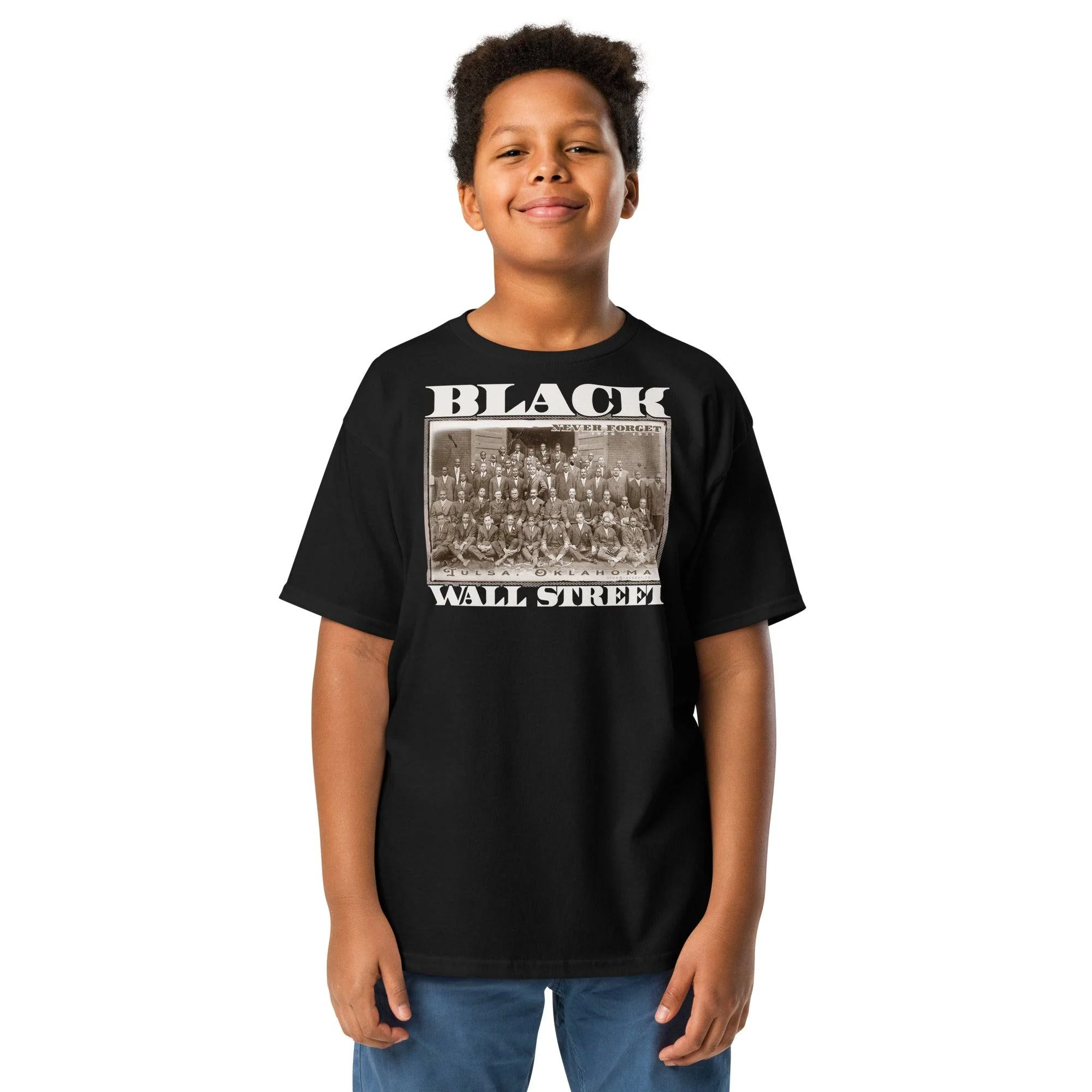 YOUTH Black Wall Street Vintage Image Classic Tee - Image 3
