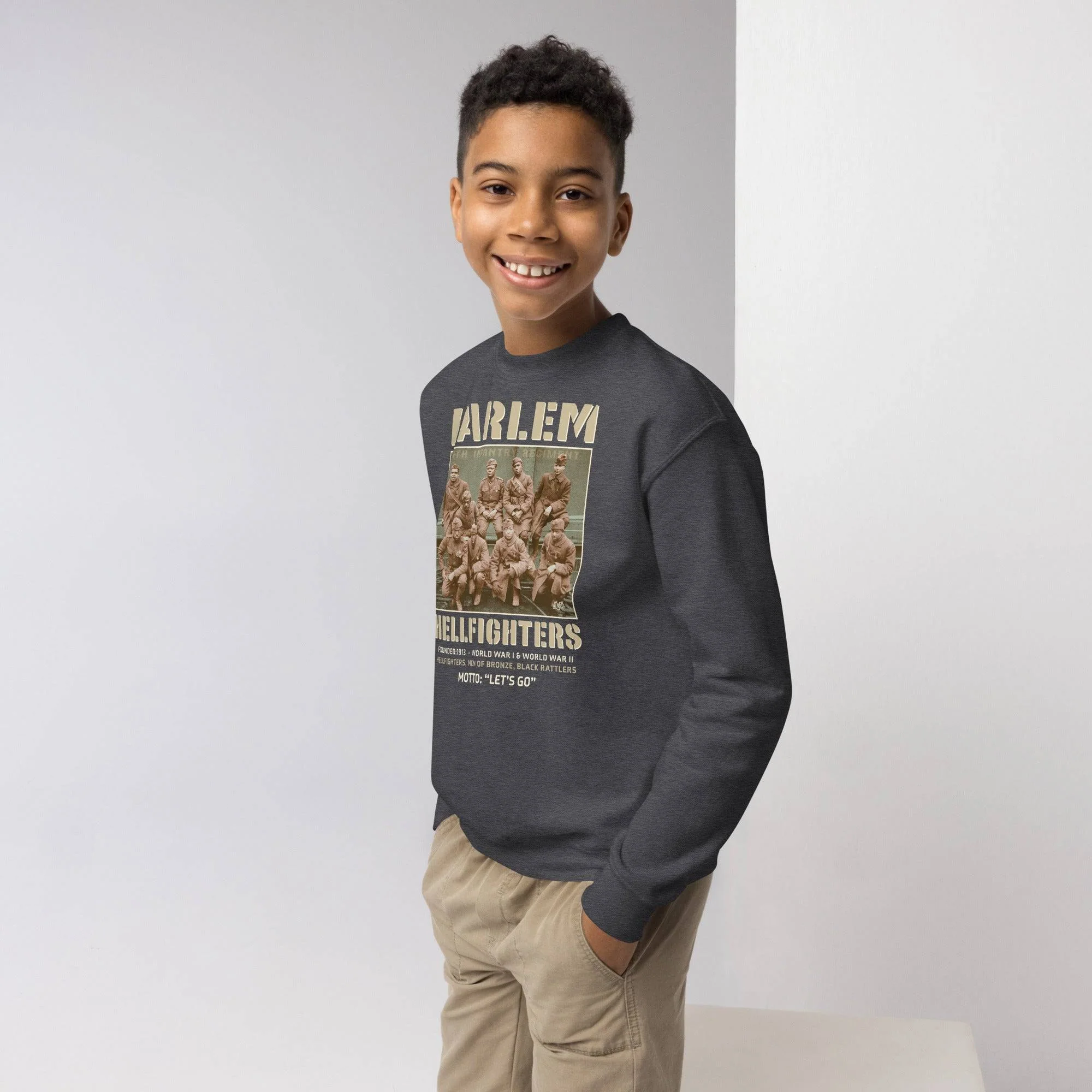 YOUTH Harlem Hellfighters Black Soldiers Crewneck Sweatshirt - Image 2