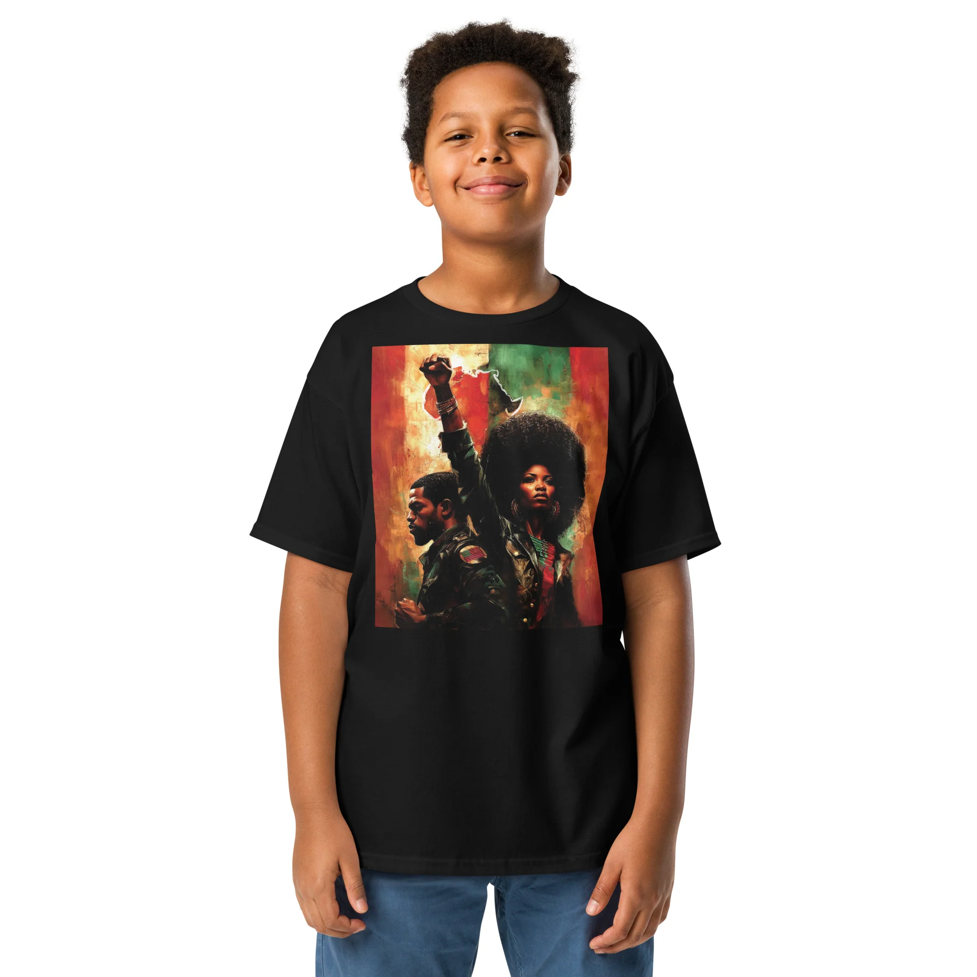 YOUTH Pan African Power Couple Raised Fist Classic Tee - Image 3