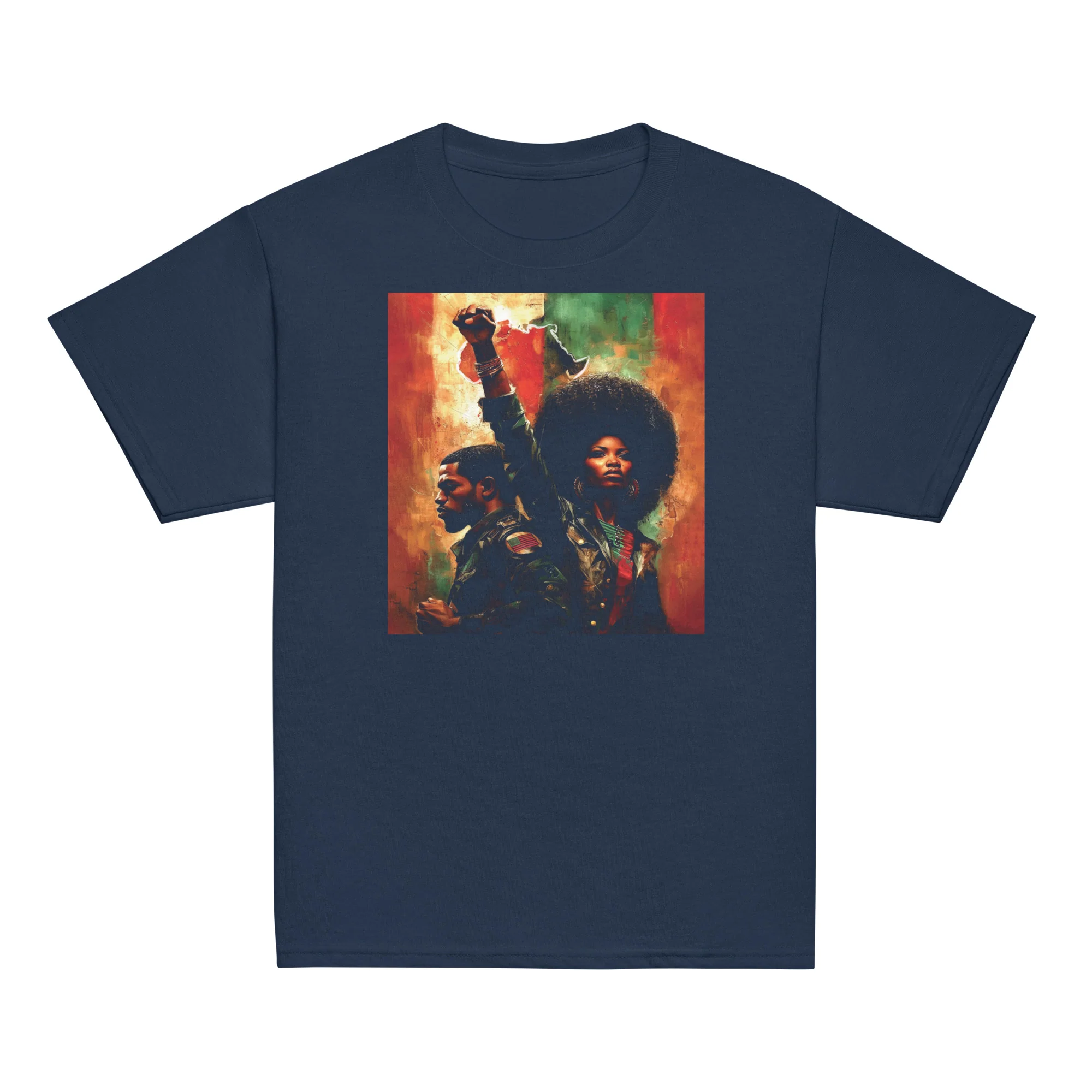 YOUTH Pan African Power Couple Raised Fist Classic Tee - Image 6