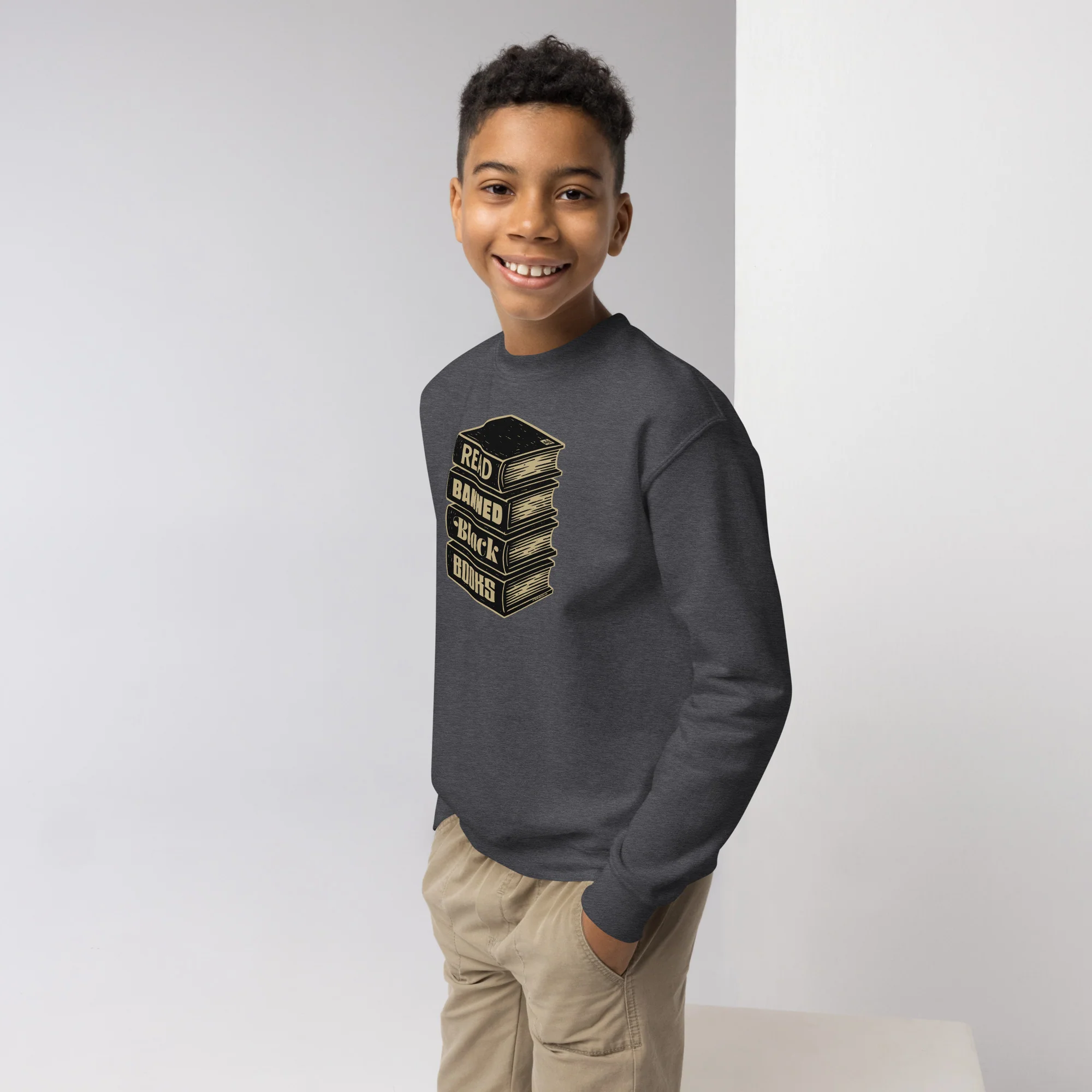 YOUTH Read Banned Black Books Crewneck Sweatshirt - Image 9